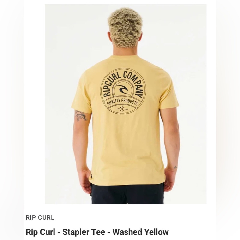 Rip Curl Stapler Tee Washed Yellow - Back Logo